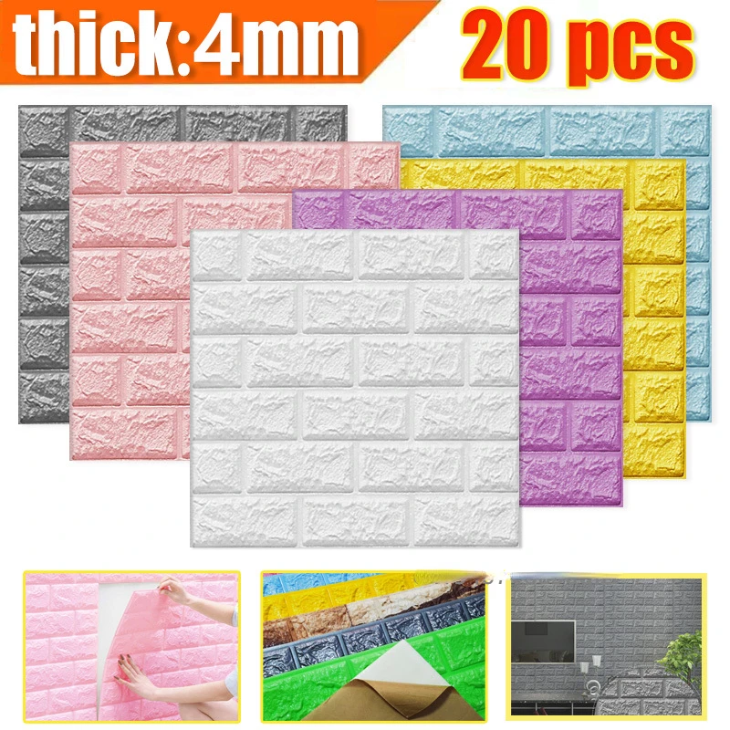 

3D BrickWall Sticker Brick Self-Adhesive Anti-Collision Wallpaper Foam Panel for Children's Room Home Wall Decor