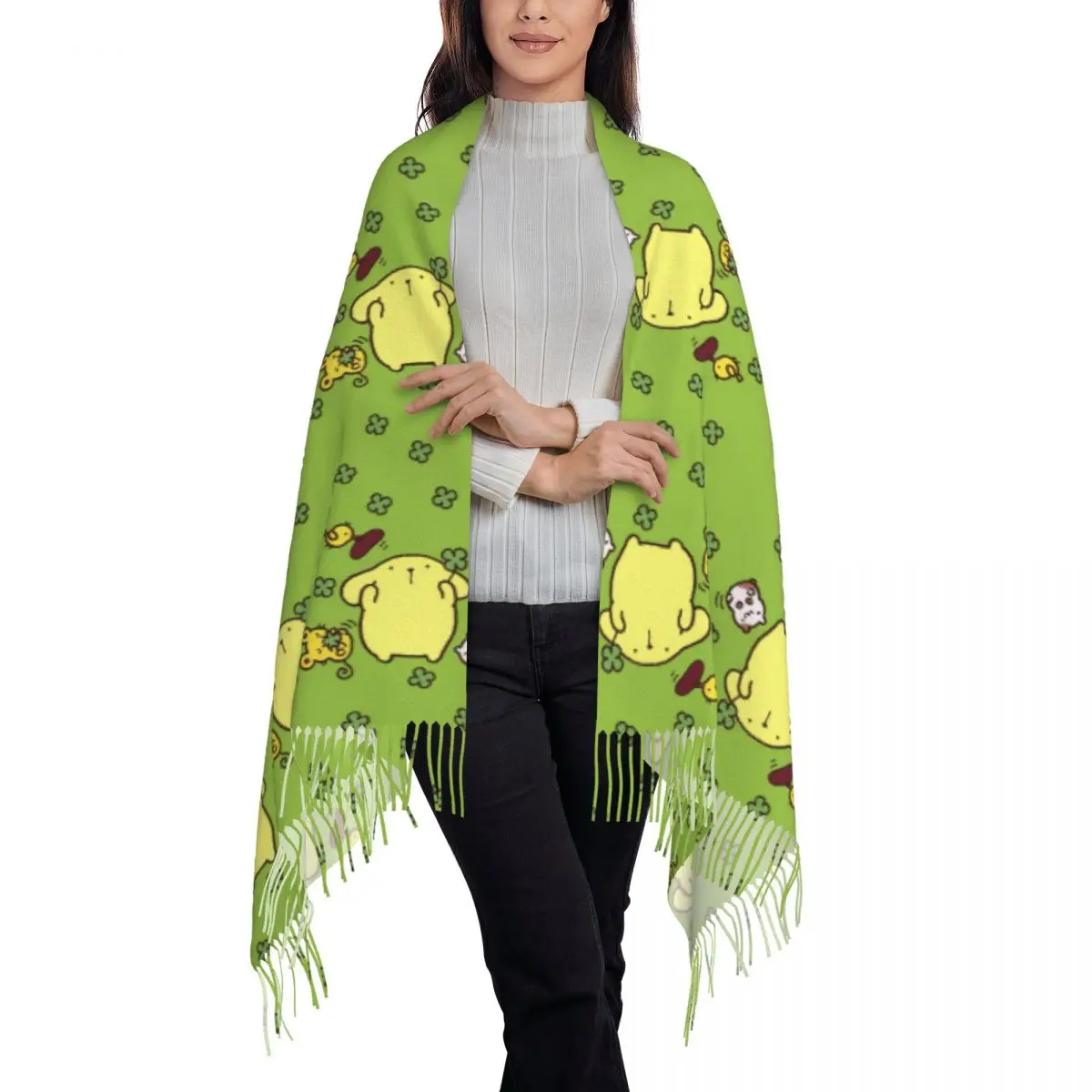 Индивидуальные мягкие шали с помпоном в виде клевера женские зимние шарфы