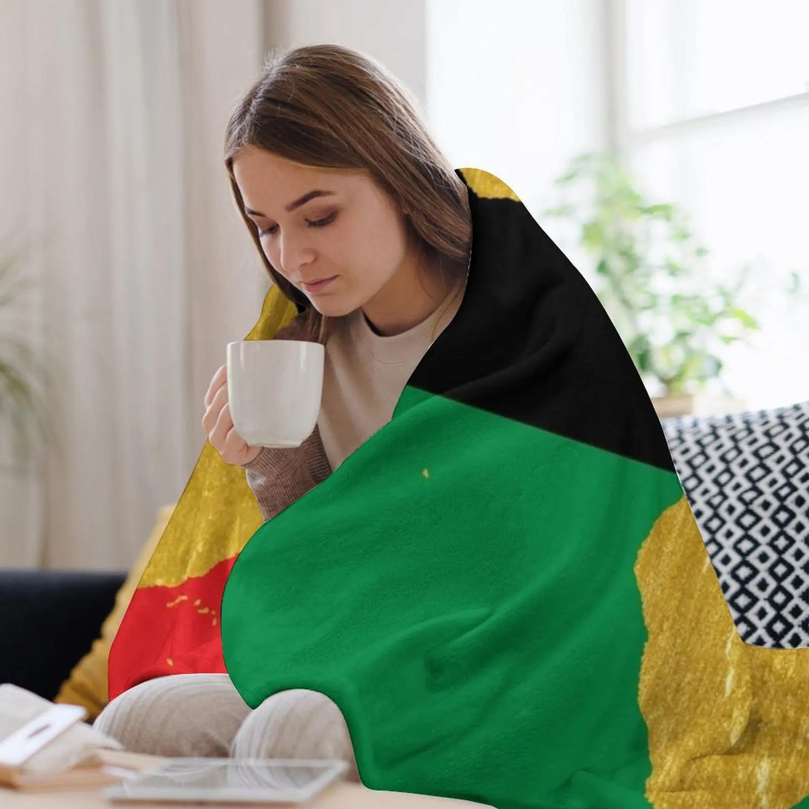 Золотой африканский символ Африки - Одеяло с африканским флагом Пан винтажное