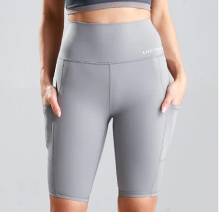 

Sports Shorts For Women 2022 New Cycling Running Fitness High Waist Push Up Hip Side Pocket Gym shorts Leggings ENCYMO