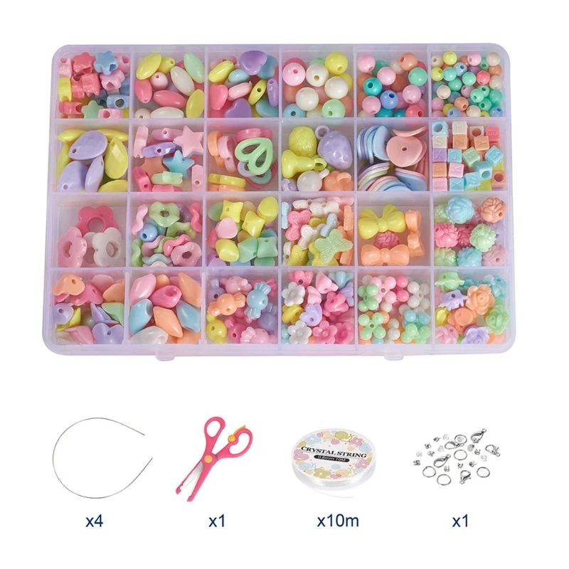 

1Box Colourful Acrylic Beads Jewelry Making Tools Gift for Girl Children Kids