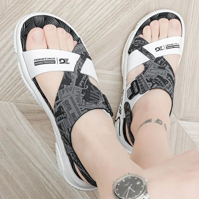 Мужские уличные Нескользящие пляжные сандалии повседневная обувь без шнуровки