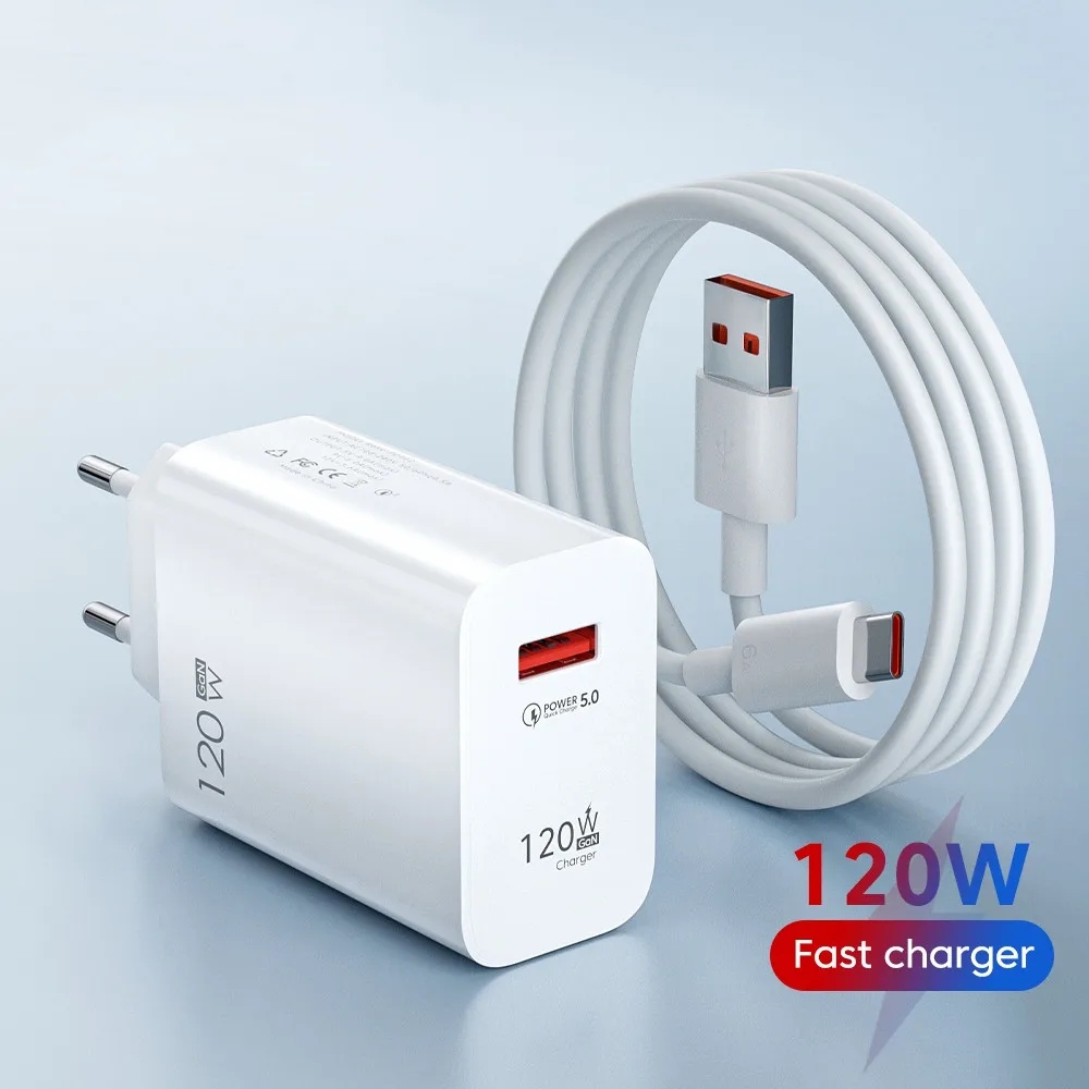 120W USB Charger Quick Charge 5.0 Fast Charging For iPhone 14 13 Xiaomi 13 Poco Oneplus Wall Mobile Phone Charger Power Adapter