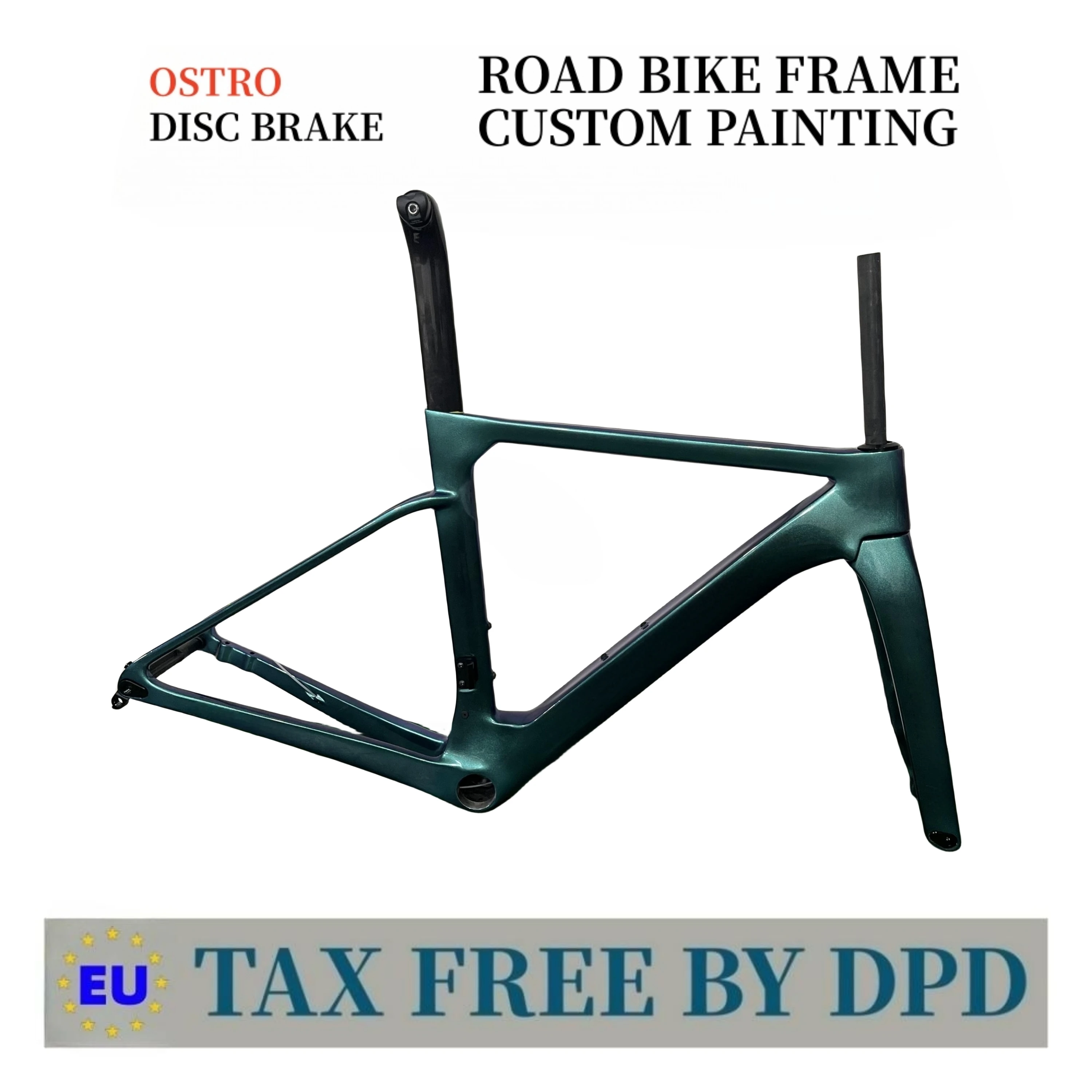 

OSTRO T1000 Road Carbon Fiber Frame Speed Bike Frames UD T47 Disc Brake Racing Bicycle Frameset + Handlebar Custom Logo DPD