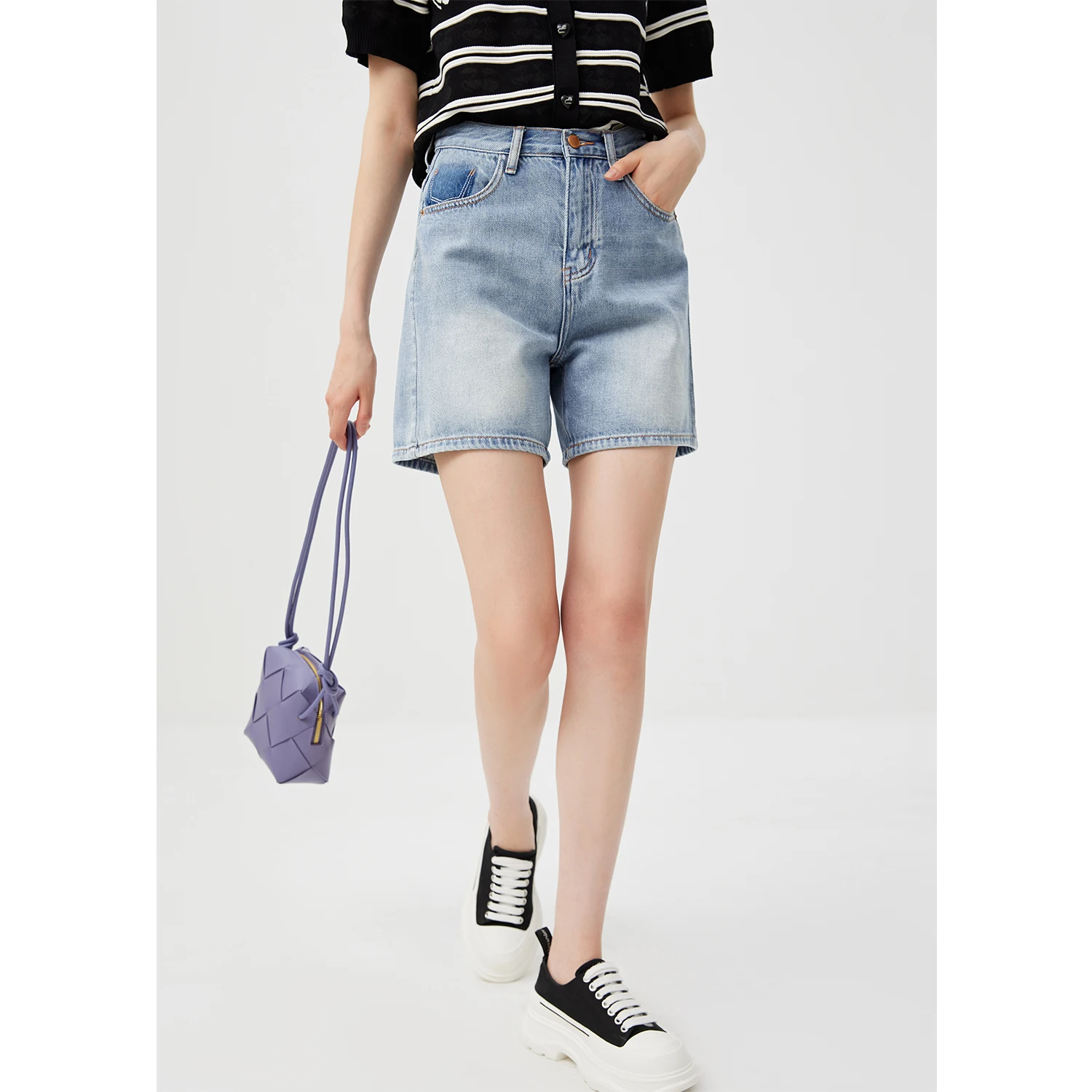 SHUCHAN 95% Cotton Womens Shorts Denim Pantalones Cortos De Mujer  Short Jeans Women  STRAIGHT  High Street