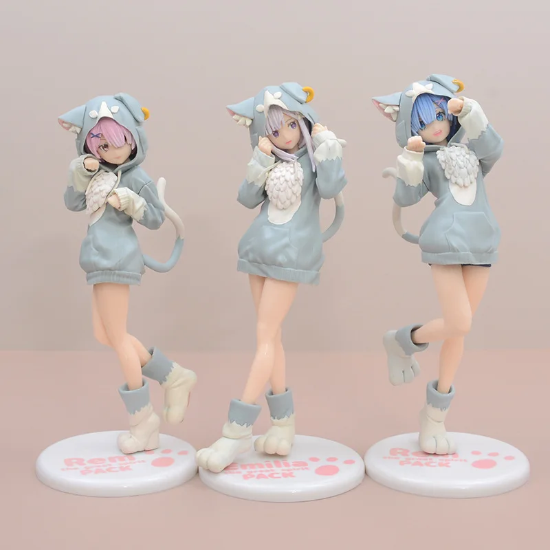 

Re:Life In A Different World From Zero Emilia Rem Ram Puck Starting PVC Anime Figure Model Doll Toys Birthday Gifts for Friends
