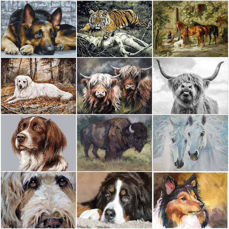 GATYZTORY Внутренняя Живопись от Nmuber животные акриловые краски живопись от Nmuber творческая живопись бамбер настенное искусство GATYZTORY Внутренняя Живопись от Nmuber животные акриловые краски живопись от Nmuber творческая живопись бамбер настенное искусство