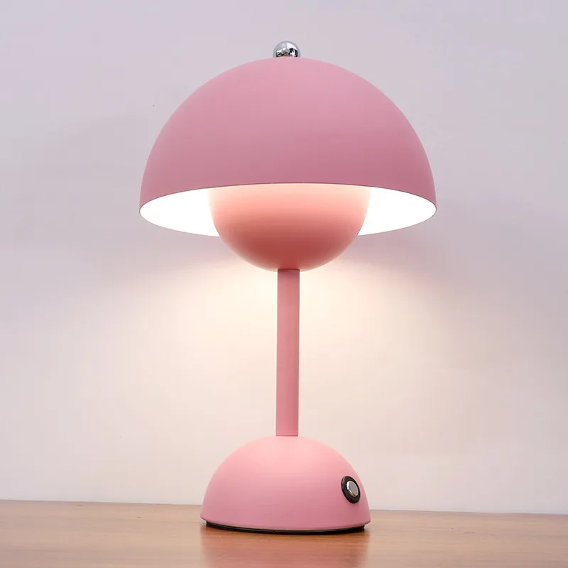 

Italy Pink Lamp Design Bud Table Bedroom Bauhaus Night Rechargeable Room Decor Mushroom Danish Indoor Lighting Lights