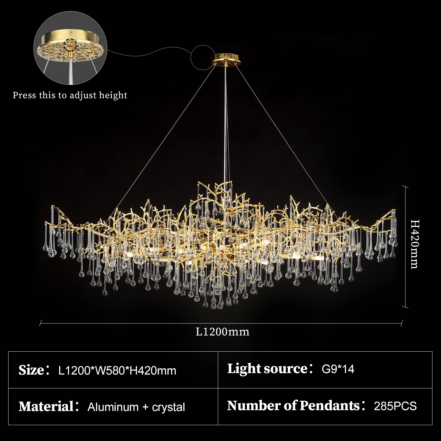 

Золотая хрустальная люстра Artpad