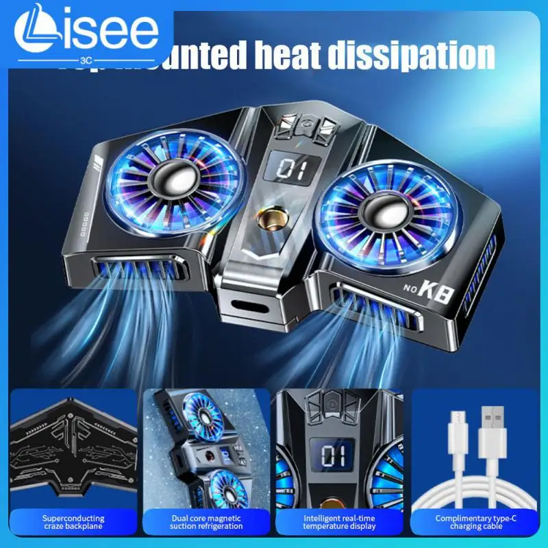 

Magnetic Gaming Radiator K8a Phone Radiator Game Cooling Rgb Dual Cooling Fan With Smartphone Temperature Display Mini
