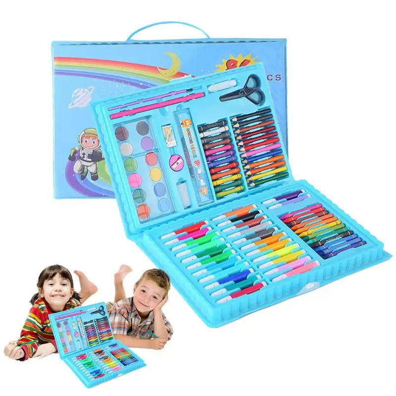 

Pink Blue Children Painting Drawing Brush Set Graffiti Paint Toys Watercolor Pen Art Learning Stationery Box Kids Toy 86Pcs/set