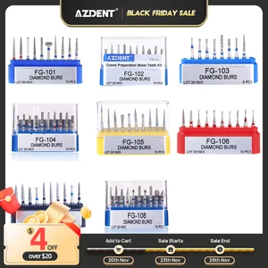AZDENT 1 коробка стоматологических алмазных сверл для высокоскоростного наконечника стоматологические сверла серии FG диаметр 1,6 мм