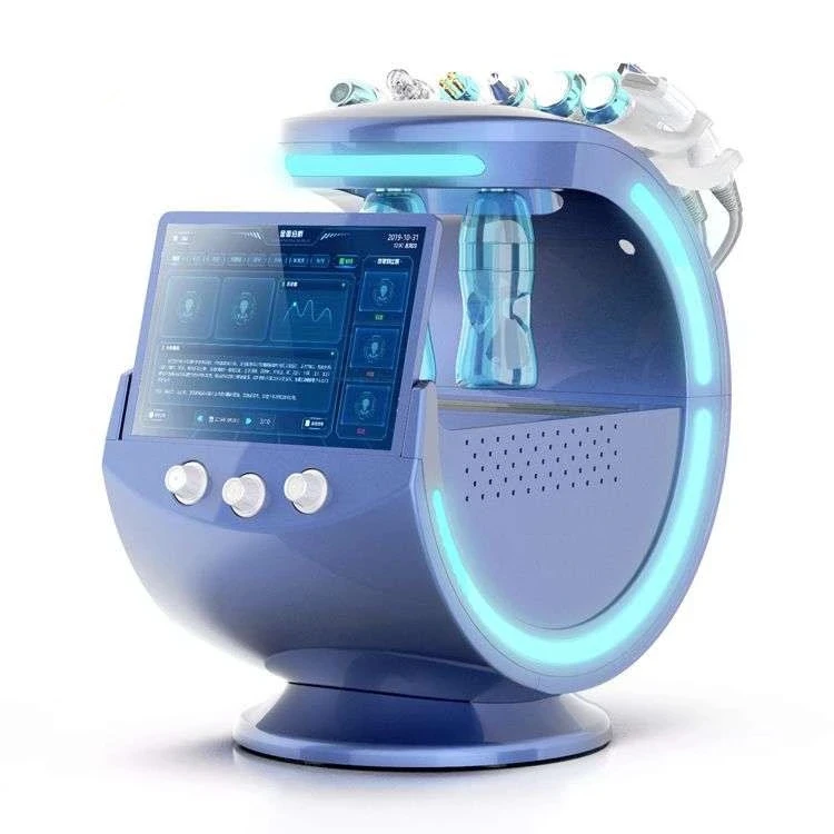 

8 in 1 ultrasonic skin scrubber H2O2 Bubble water jet spray Deep Cleaning Facial Peeling Spa Beauty Machine with skin analyzer