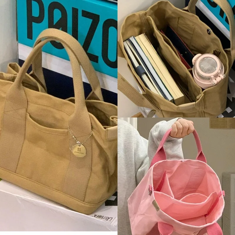 

2023 new Japanese Lotte high-grade handbag canvas bag ladies lunch bag super fire handbag multi-layer bag shoulder crossbody bag