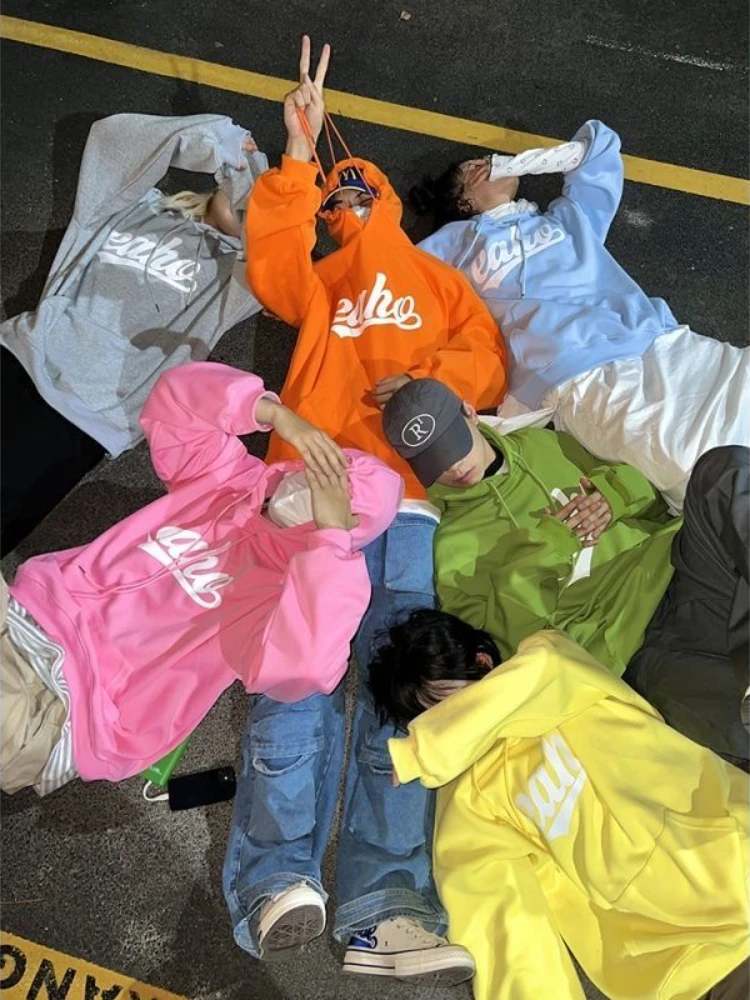 

Худи HOUZHOU в стиле Харадзюку Y2k, розовые женские толстовки большого размера, хиппи, уличная одежда, пуловеры с буквенным принтом, женские милые топы в стиле K-POP