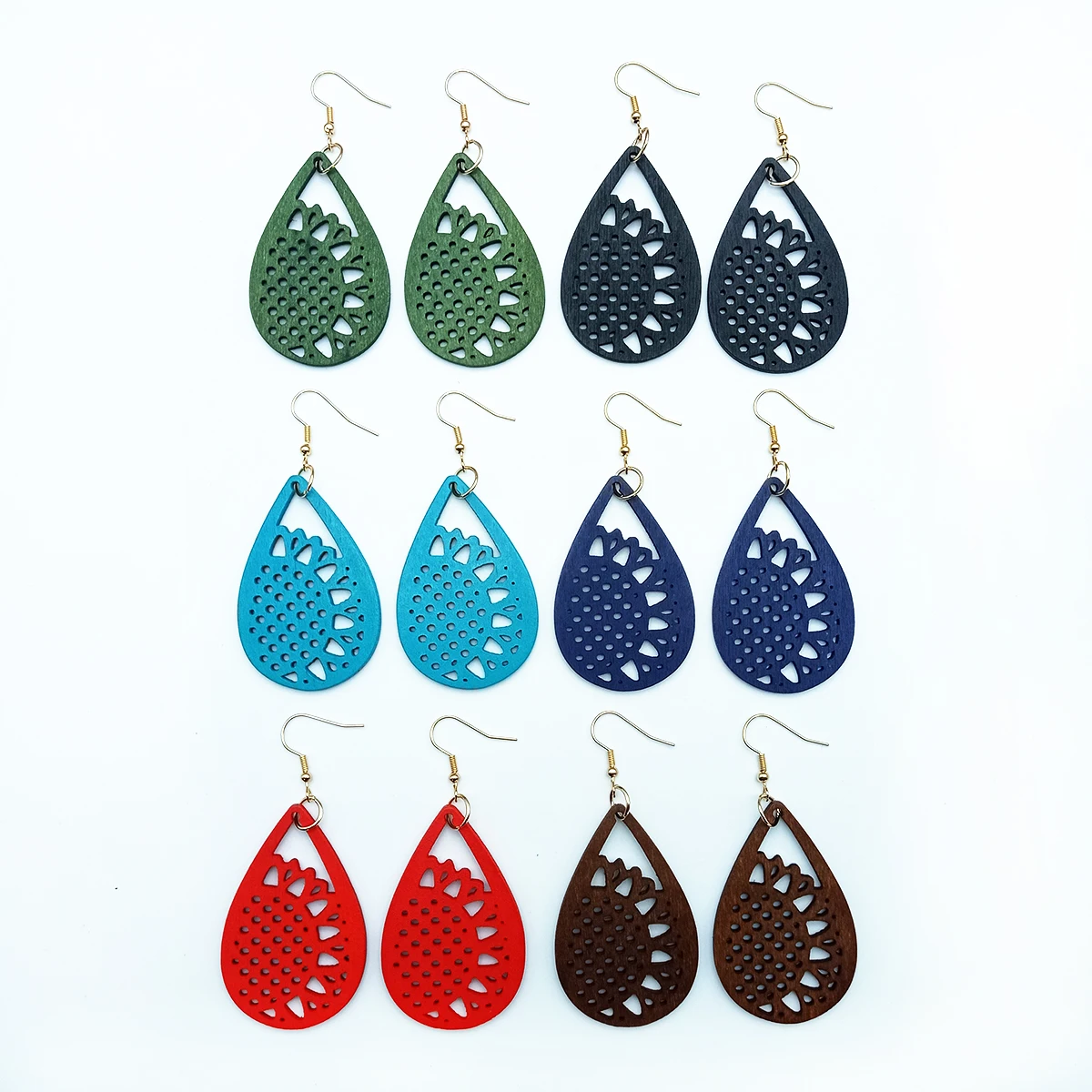 

Женские деревянные серьги в форме подсолнуха в этническом стиле