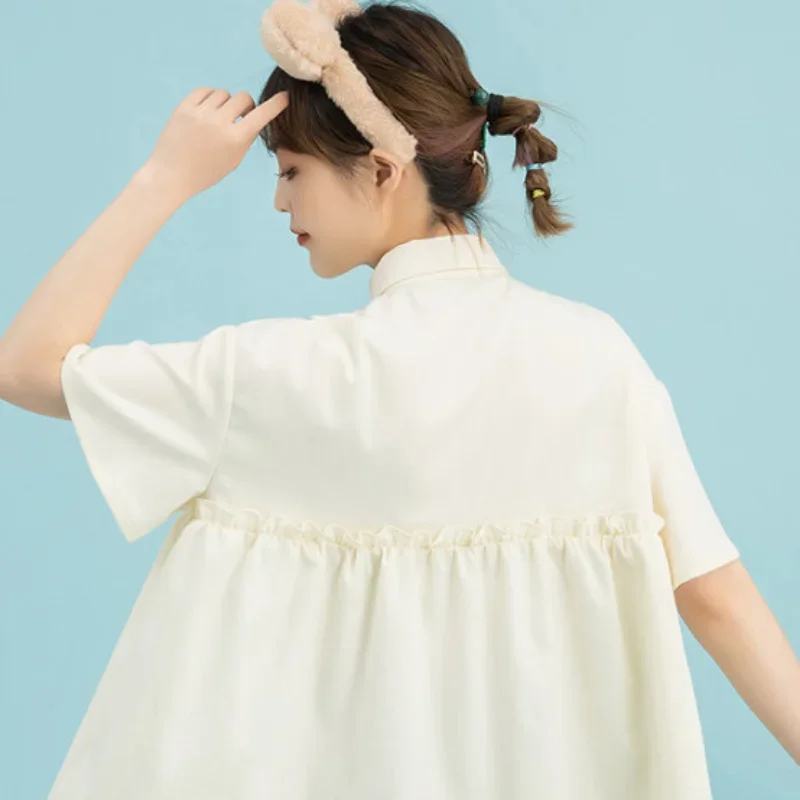 Рубашки женские Kawaii одежда летние асимметричные милые девичьи подростковые