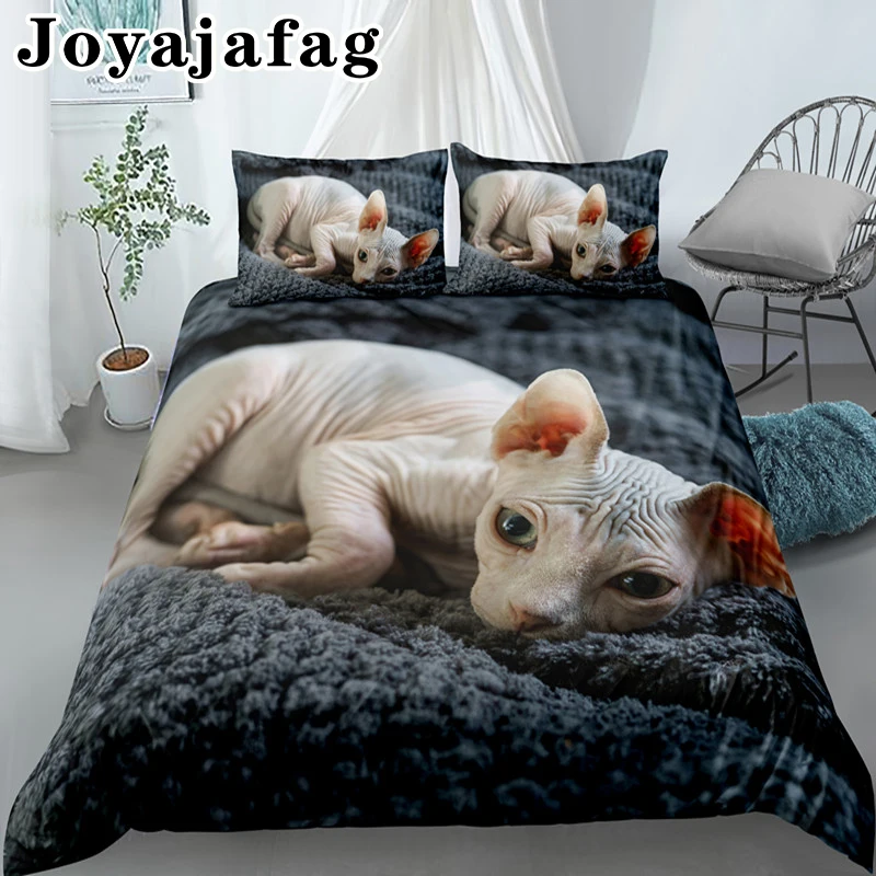 

3D Printed Sphinx Cat Bedding Set Animals Adult Kids Comforter Duvet Cover With Pillowcase Bedroom Decor Double Bedclothes