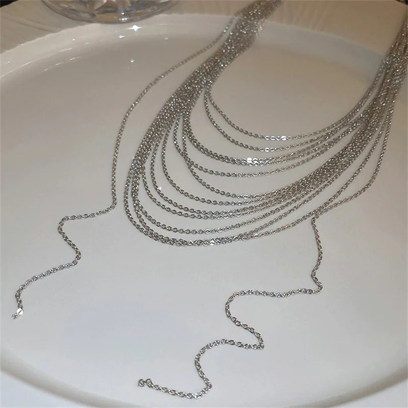 Многослойное ожерелье-чокер с кисточками и цепочкой до ключиц для женщин