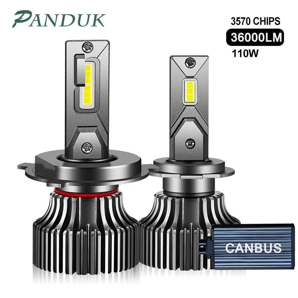 

PANDUK Headlight H7 LED 110W 36000LM Canbus H1 H4 H8 H9 H11 9005 9006 HB3 HB4 Led Bulb 6000K 12V 24V Turbo Lamp For Car Truck