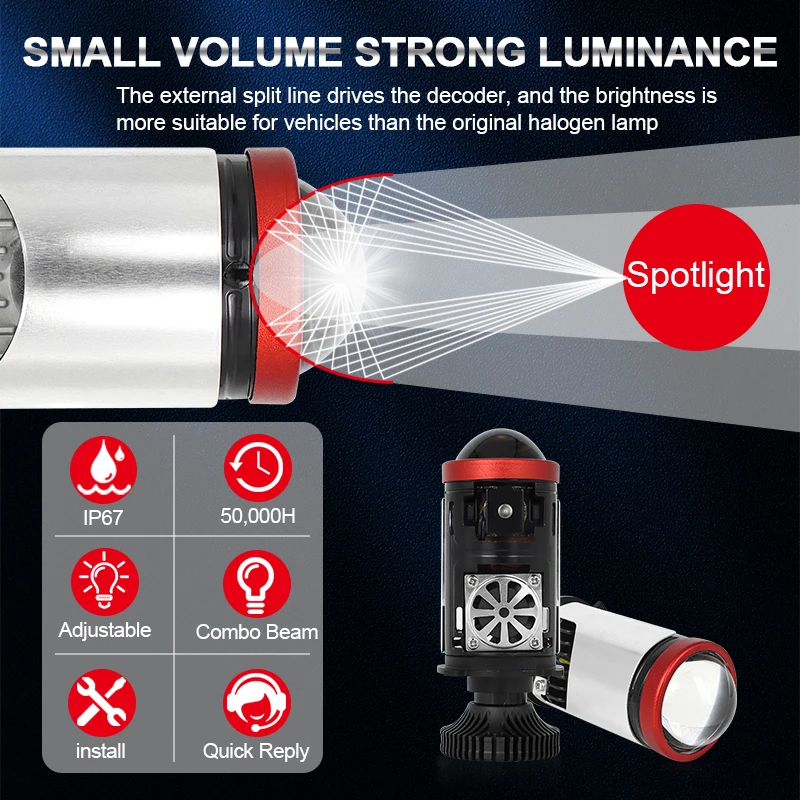 H4 Мини Bi светодиодные линзы проектора Лампы для фар 90 Вт Турболампы ближнего