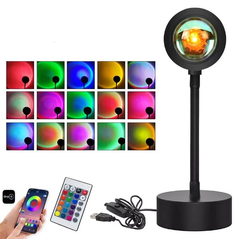 

RGB 16 Colors Sunset Lamp Led Projector Night Light APP Remote Living Room Background Lighting for Room Decoration Photography