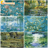 chenistory diy coloring by numbers paintings lilies impression lotus pictures paints by numbers colors gift decor handworks