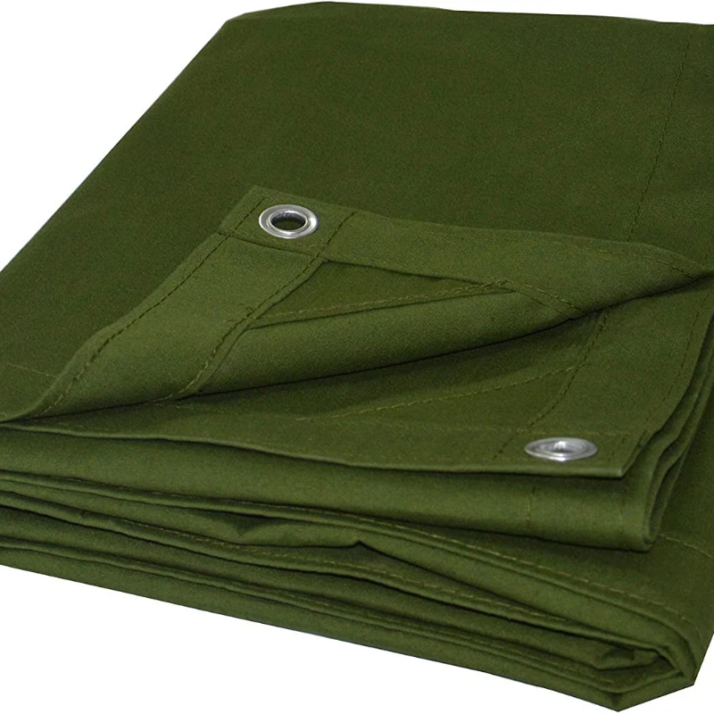 

Canvas Tarp 6'x8', Heavy Duty Canvas Tarpaulin with Rustproof Grommets for Industrial & Commercial Use, Olive Drab, Finished Siz