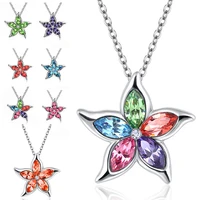 1pc women necklace crystal colorful flower chain sweater chain fashion necklace charming pendant women accessories