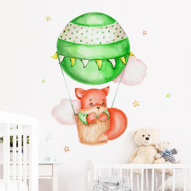 Милый воздушный шар мультфильм лиса Дизайн Наклейка на стену для гостиной
