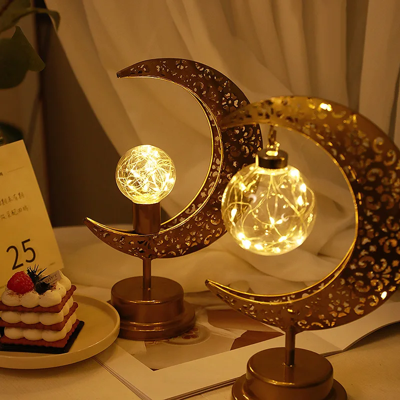 LED Night Light Moon Lamp Battery Powered with Bracket Bedside Lamp Bedroom Decoration Night Light Children's Gift Moon Lamp