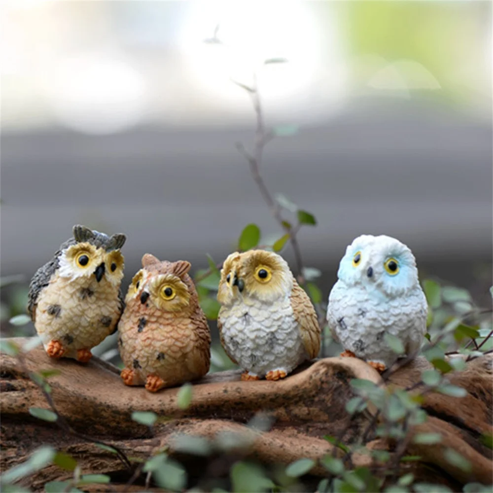 

Resin Ornaments Mini Glass Container Micro Landscape Flower Pot Moss Crafts Owl Ornaments Home Decoration Mini Animal Statue