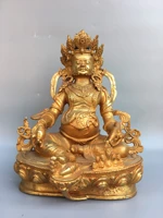 12 tibetan temple collection old bronze gilt huang caishen yellow god of wealth buddha double lotus worship buddha