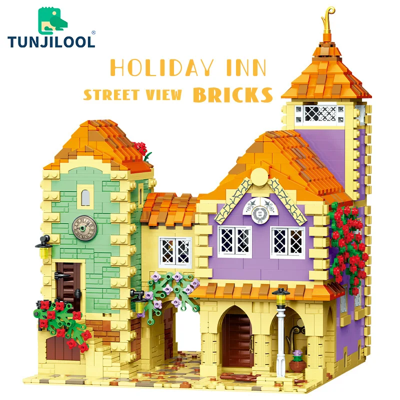 

MOYU Holiday Inn Building Blocks City Street View Bricks Modular Villa Castle House Architecture Model Gifts Toys Kids Adults