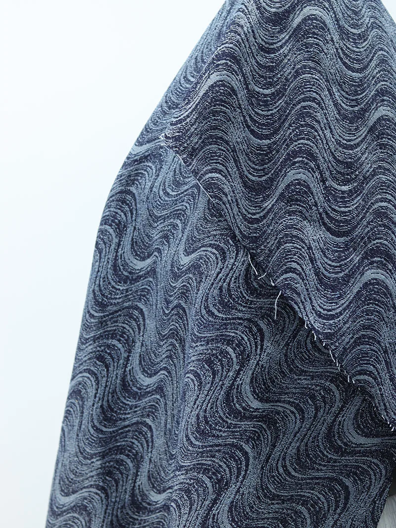 Трехмерная синяя мягкая текстура утолщенная жаккардовая Потертая джинсовая