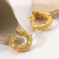 yw gairu fashion statement pearl hoop earrings luxury particular 18k gold stainless steel ear rings jewelry for women 2022