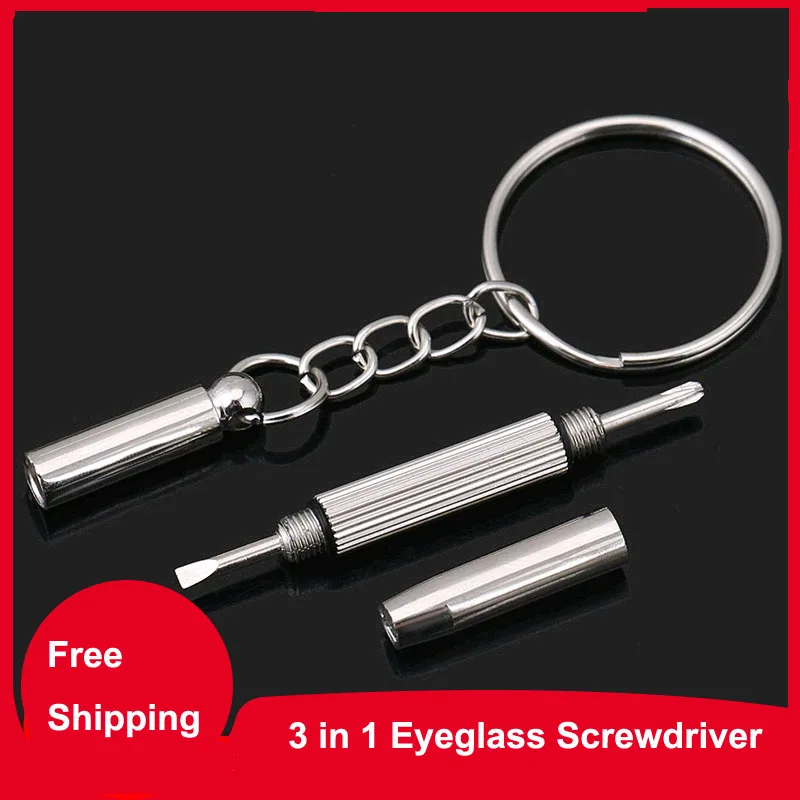 

3 in 1 Eyeglass Screwdriver Keychain Screwdriver Eyeglass Sunglasses Watch Multifunctional Portable Repair Kit Tool
