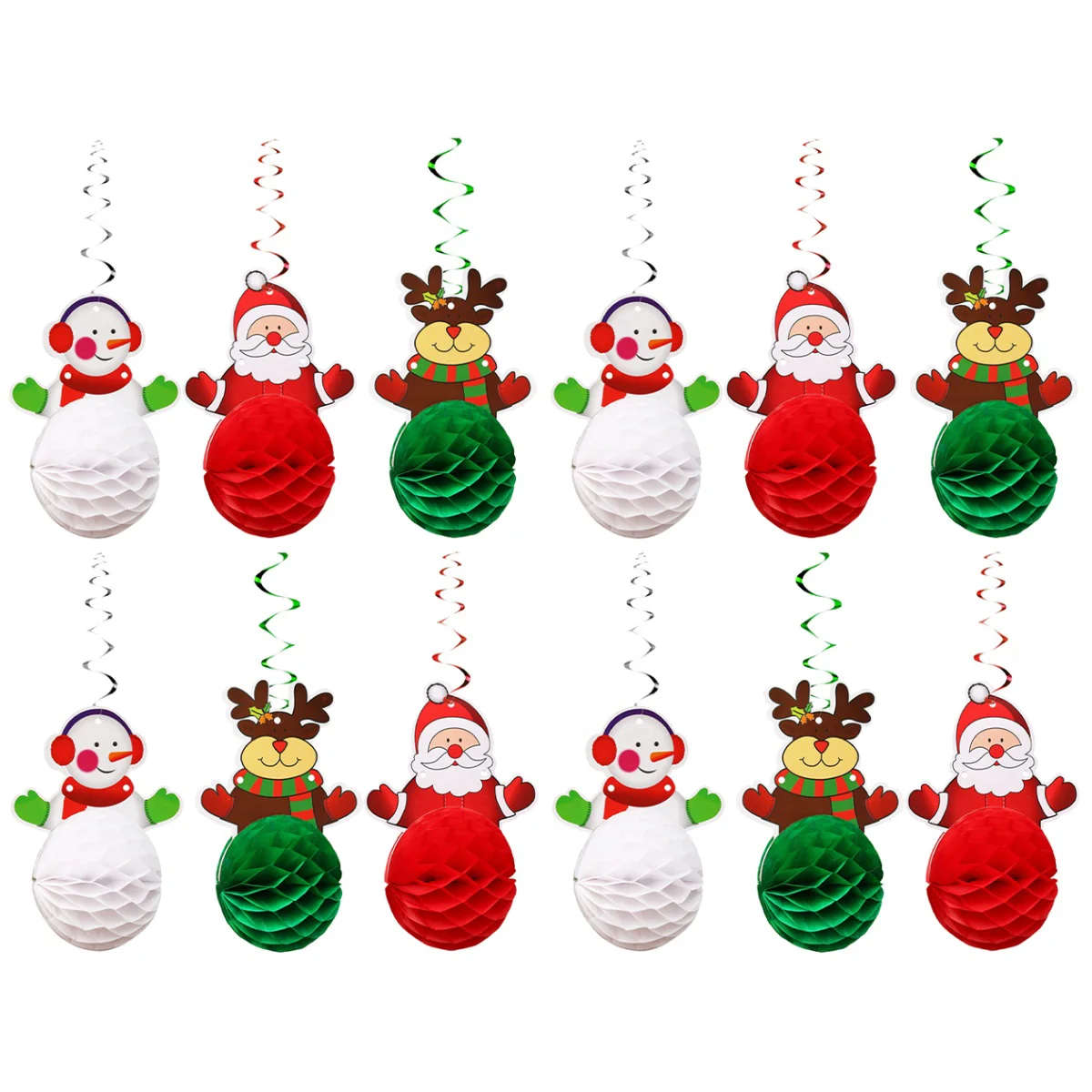 

Hanging Christmas Pendant Honeycomb Paper Lantern Window Tree Ornaments Swirldecor Flowers Poms Pom Decoration Lovely