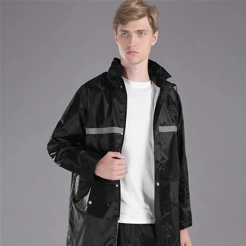 

Thickened PVC Split Waterproof 'S Motorcycle Impermeable Rain Jacket Pants Suit Protective Rainwear L