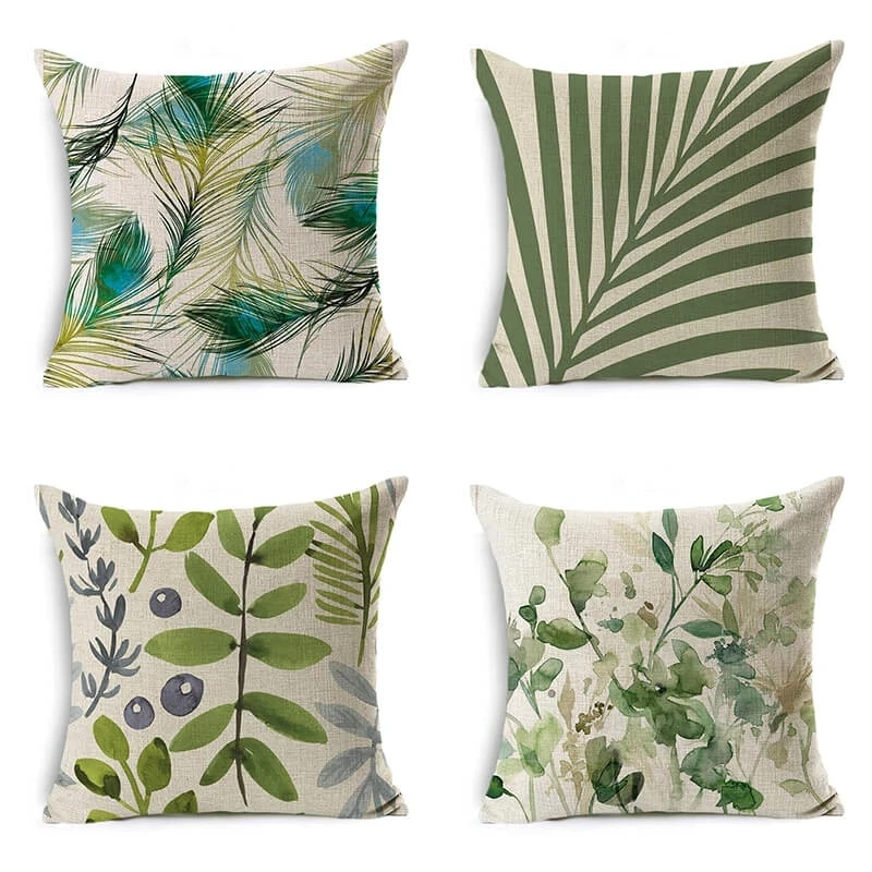 2022 геометрический зеленый чехол для подушки с художественным рисунком Льняной