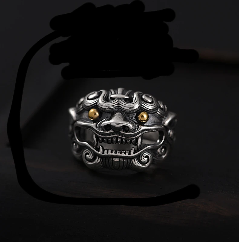 

Ring for Men's Adjustable Size Wenwan Personality Trend Retro Chinese Style Lion Ring Jewelry Gift Wholesale