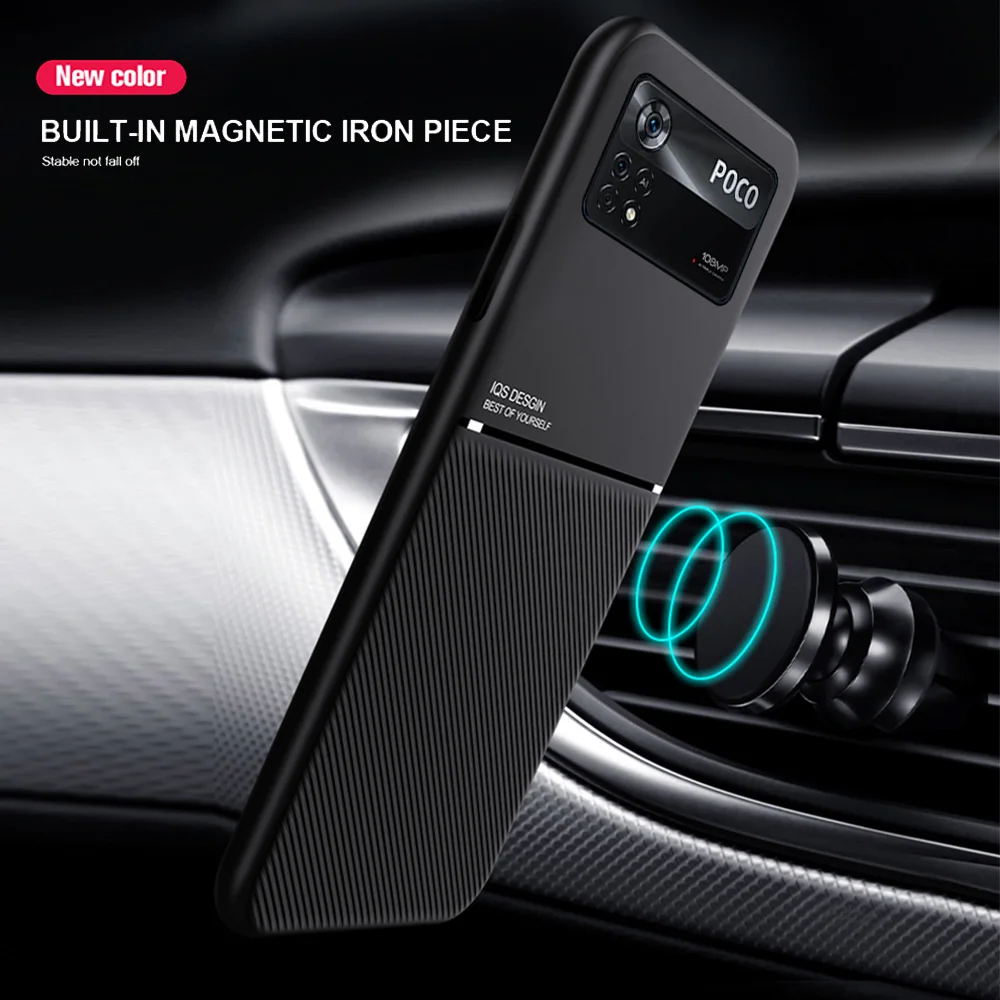 leather magnet car holder back cover for poco x4 pro x4pro 5g case poxo little x 4 pocox4 pro silicone shockproof phone case free global shipping