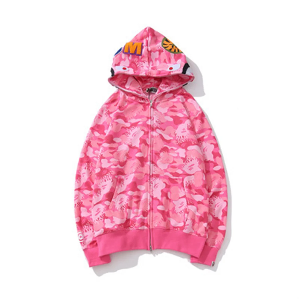 

2022 модные камуфляжные толстовки Bape, Мужская Уличная одежда, толстовка с капюшоном на молнии с изображением акулы, тонкий солнцезащитный кар...