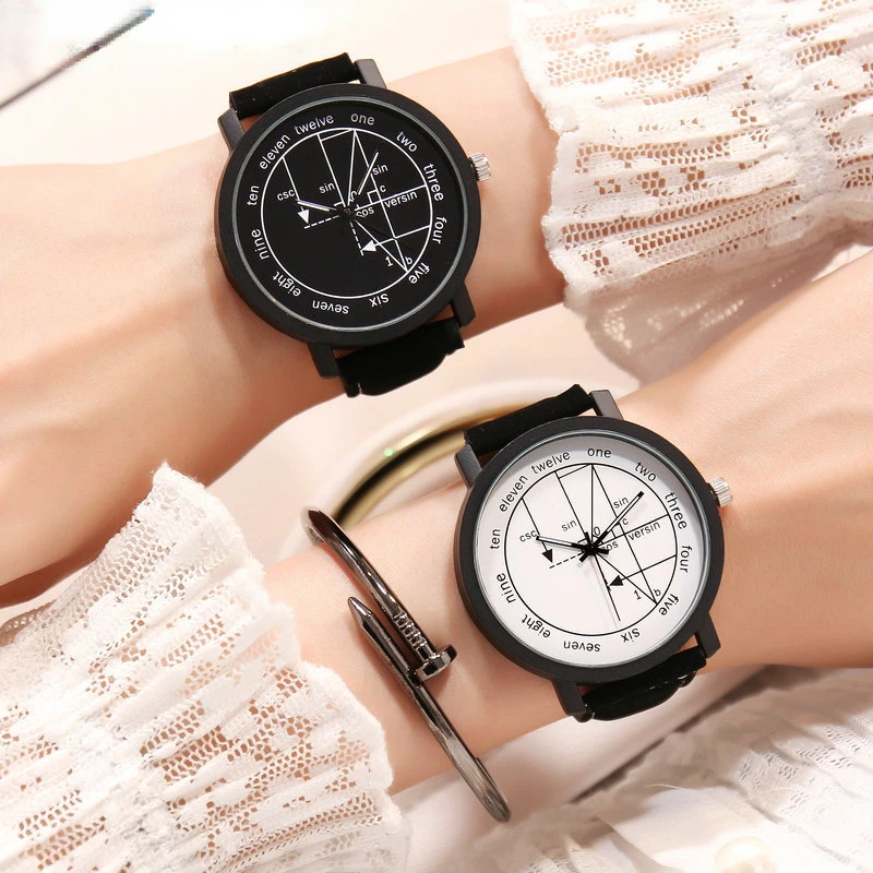 

Simple Womens Watch Leather Band Quartz Wristwatch Geometric Figures Lover Personaliz Couple Watches Masculino Relogio Feminino