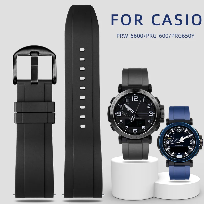 Ремешок силиконовый для Casio 5497 PRG-600/650Y 5571 PRW-6600Y/YB спортивный браслет часов 24 мм PROTREK
