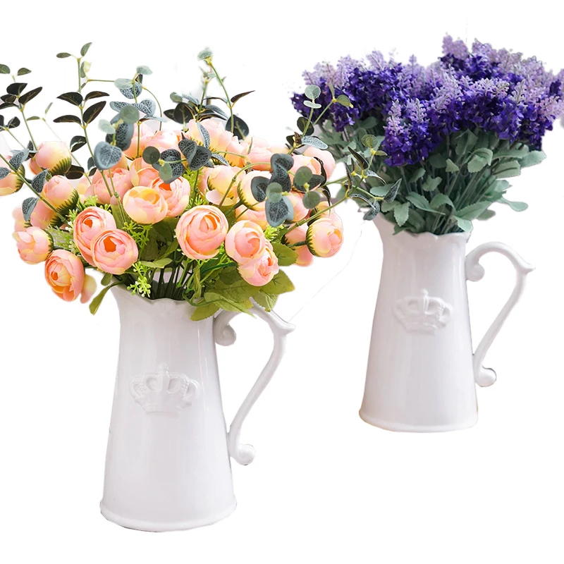 Винтажная керамическая ваза для воды Цветочная декоративный фарфор белая корона