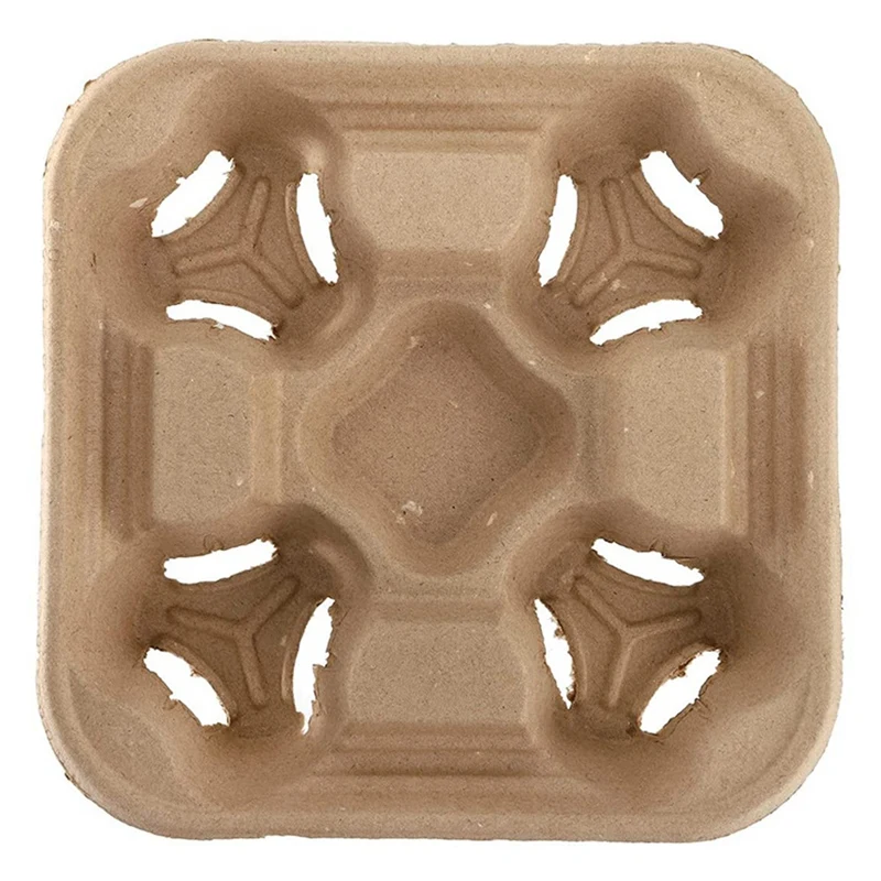 

50PCS Disposable Coffee Tray Pulp Fiber Drink Carrier Tray For Hot And Cold Drinks Cup Holder For Milk Tea Coffee Drink