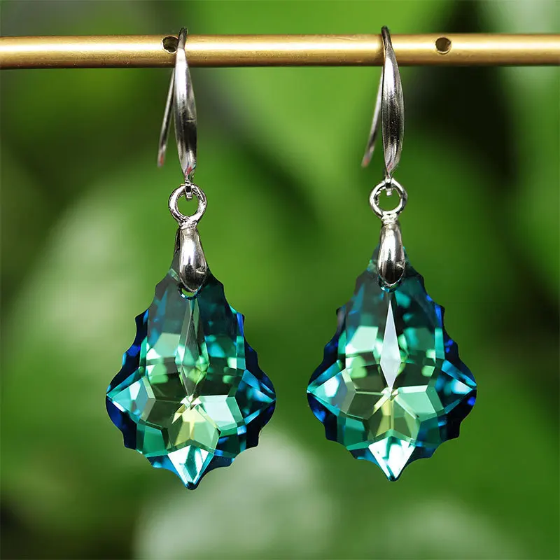 

Crystal Baroque Leaf Pendant Earrings Zircon Water droplets Dangle Earrings for Women Elegant Girls Earring Jewelry Gifts