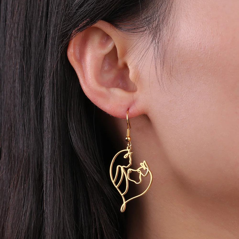 Серьги-подвески Cazador для женщин ювелирные изделия из нержавеющей стали с лицом