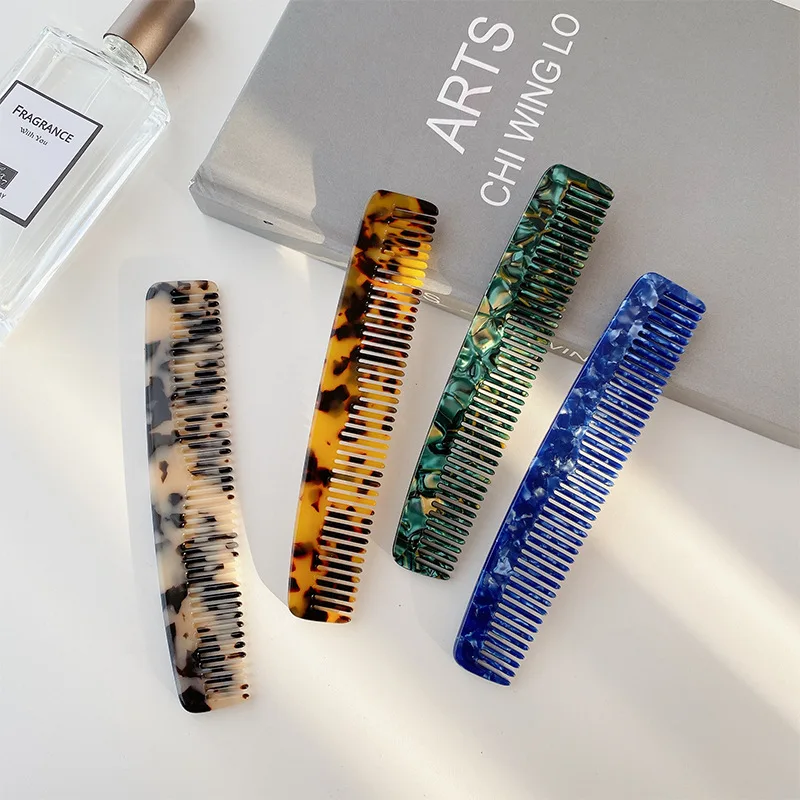 

Korean Retro Acetate Marbled Hair Tool Tooth Tortoise Shell Marble Pattern Hair Brush Smooth Hair Comb For Woman Girls